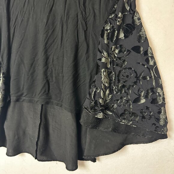 Logo By Lori Goldstein blouse shirt sz 1X Tunic with Burnout crushed Velvet trim - Picture 3 of 9